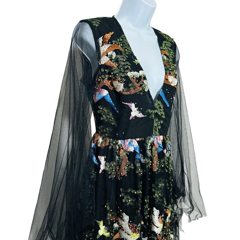 Black Beaded and Embroidered Maxi Dress - Picture 7 of 8